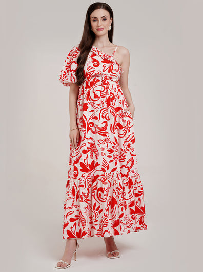 One Shoulder Maternity Maxi Dress