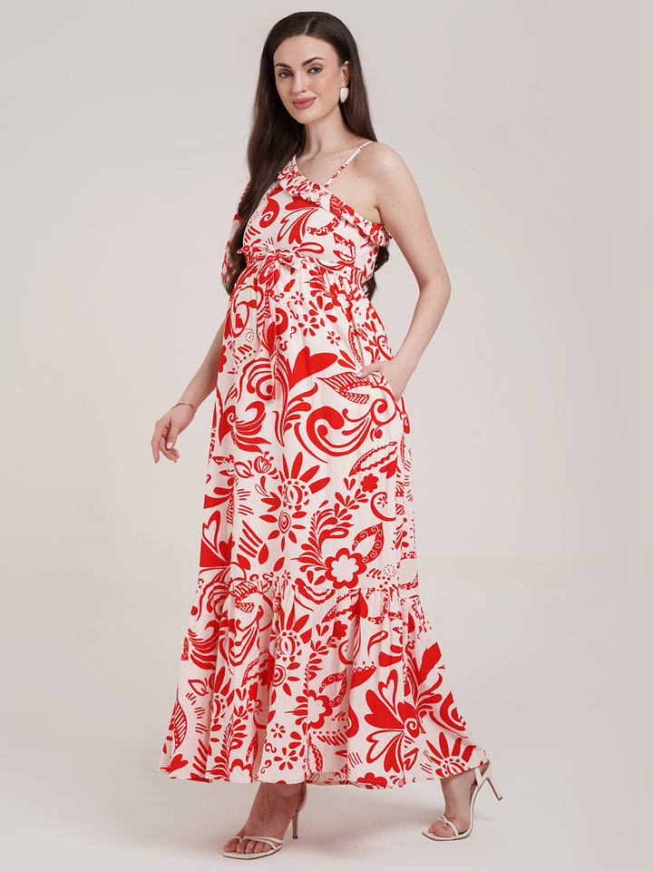 One Shoulder Maternity Maxi Dress