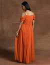 Romantic Tulle Maternity Maxi Dress- Orange