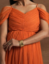 Romantic Tulle Maternity Maxi Dress- Orange