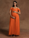 Romantic Tulle Maternity Maxi Dress- Orange