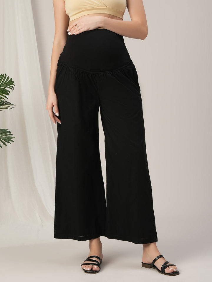 Black Embroidered Maternity & Nursing Kurta Set with Dupatta