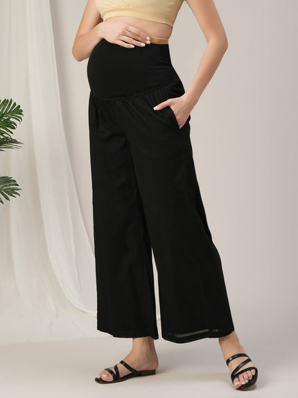 Black Embroidered Maternity & Nursing Kurta Set with Dupatta