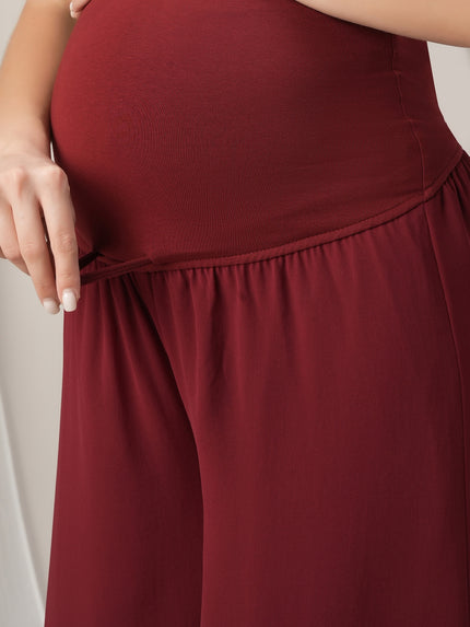 Maroon A-Line Maternity & Nursing Kurta Set with Dupatta