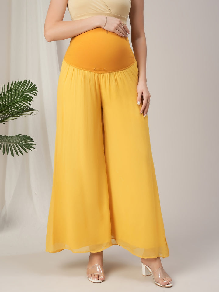 Yellow Embroidered Maternity Kalidaar Kurta with Dupatta Set