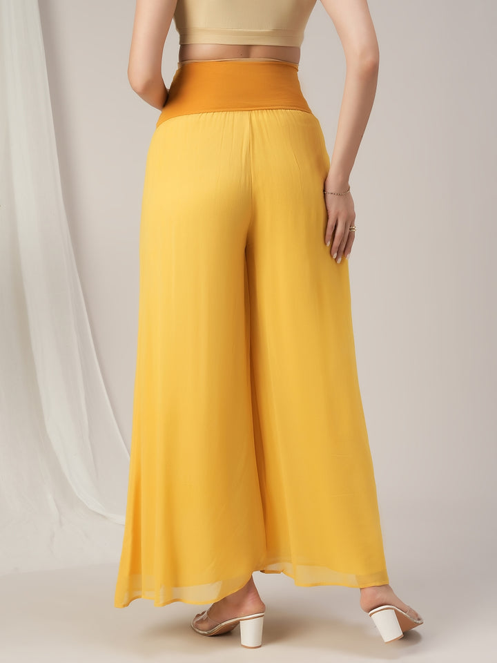 Yellow Embroidered Maternity Kalidaar Kurta with Dupatta Set