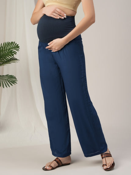 Yellow Georgette Maternity Kurti with Wide-Leg Pants Set