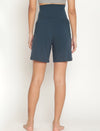 Maternity High-rise Over-belly Shorts with Adjustable Drawstring- Indigo Blue