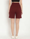 Maternity High-rise Over-belly Shorts with Adjustable Drawstring- Wine Berry