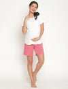 Maternity High-rise Over-belly Shorts with Adjustable Drawstring- Geraldine