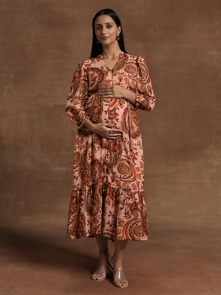 Paisley Printed Maternity Midi Dress