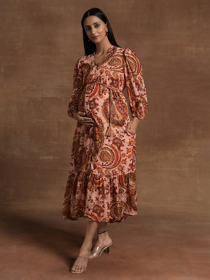 Paisley Printed Maternity Midi Dress