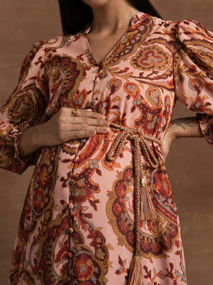 Paisley Printed Maternity Midi Dress