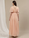 Peach Maternity Pleated Gown