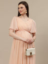 Peach Maternity Pleated Gown