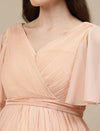 Peach Maternity Pleated Gown
