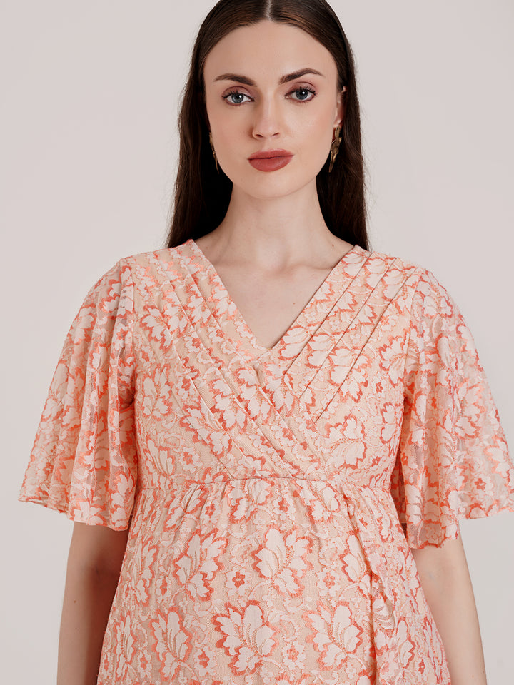 Peach Maternity Wrap Dress