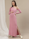 One-Shoulder Maternity Bodycon Dress- Pink