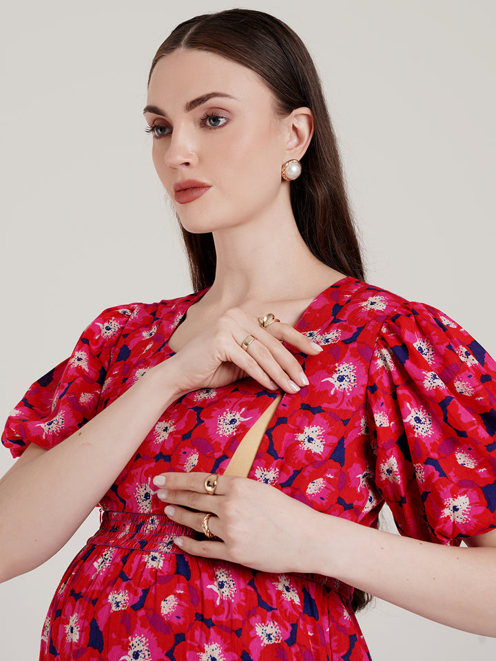 Pink Cotton Maternity Dress