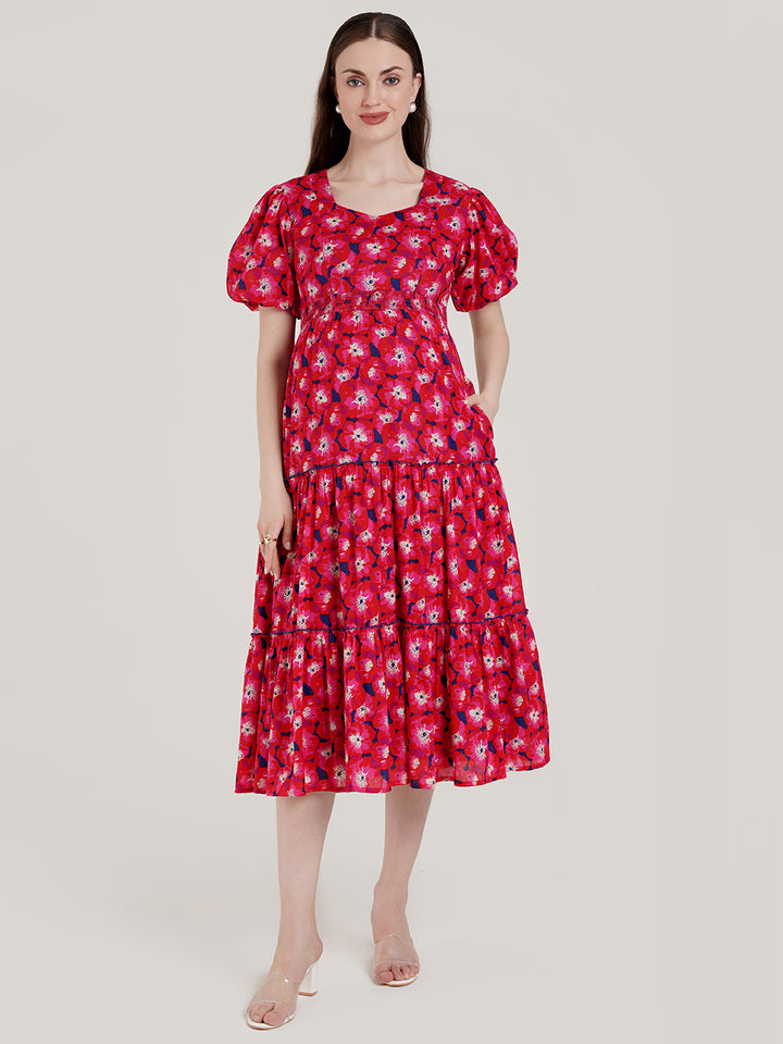 Pink Cotton Maternity Dress