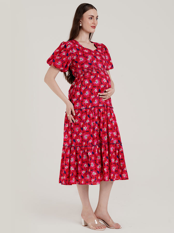 Pink Cotton Maternity Dress