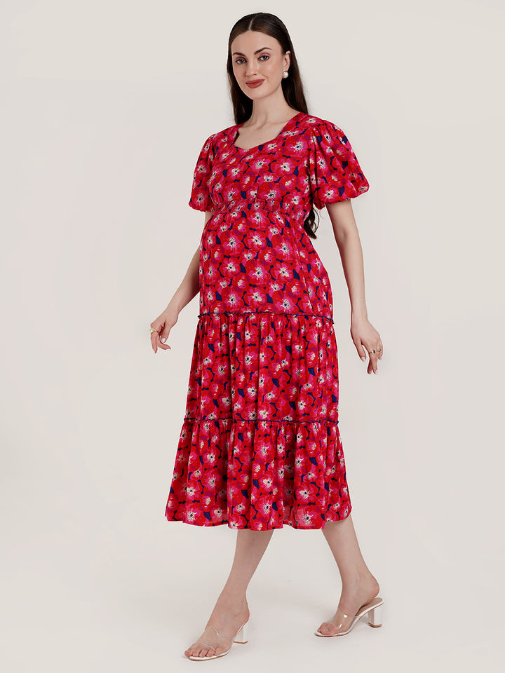 Pink Cotton Maternity Dress