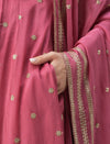 Pink Embroidered Maternity & Nursing A-Line Kurta Set with Dupatta