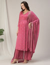 Pink Embroidered Maternity & Nursing A-Line Kurta Set with Dupatta
