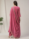 Pink Embroidered Maternity & Nursing A-Line Kurta Set with Dupatta