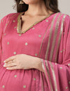 Pink Embroidered Maternity & Nursing A-Line Kurta Set with Dupatta