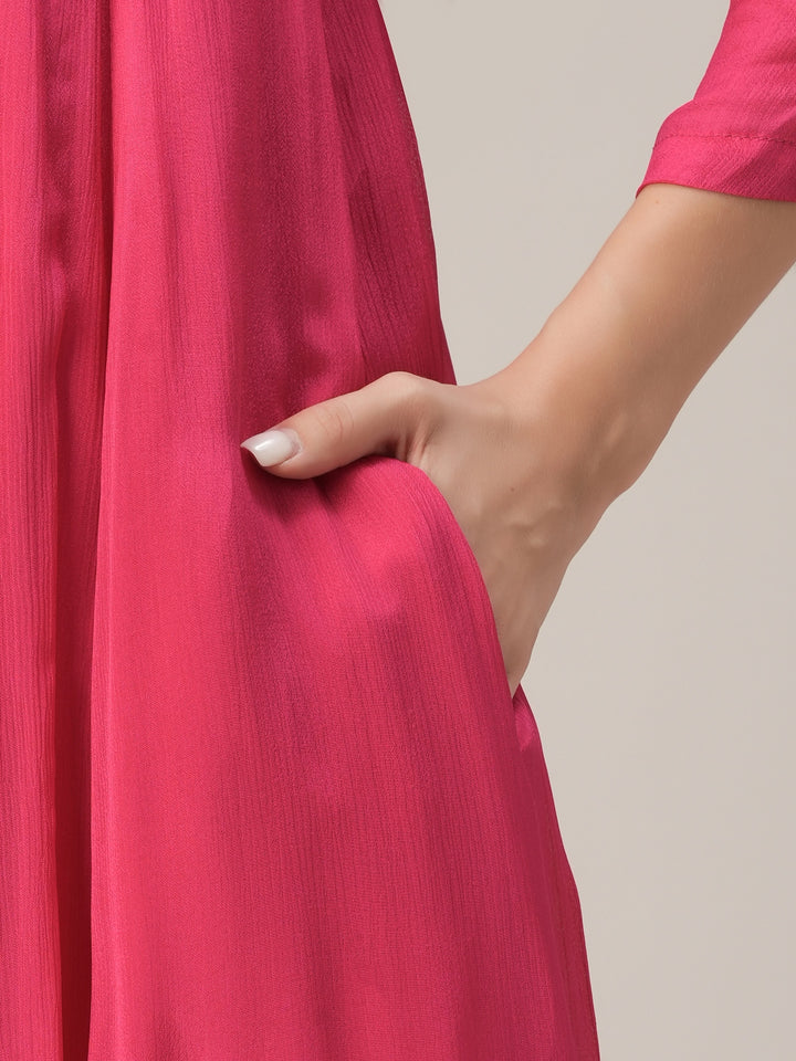 Pink Flared Maternity Anarkali Kurta with Dupatta Set