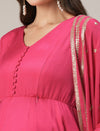 Pink Kalidaar Maternity & Nursing Kurta with Dupatta Set