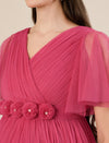 Pink Maternity Maxi Formal Gown with Detachable Train