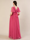 Pink Floor-Length Maternity Maxi Formal Gown with Detachable belt