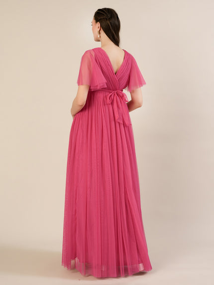 Pink Maternity Maxi Formal Gown with Detachable Train