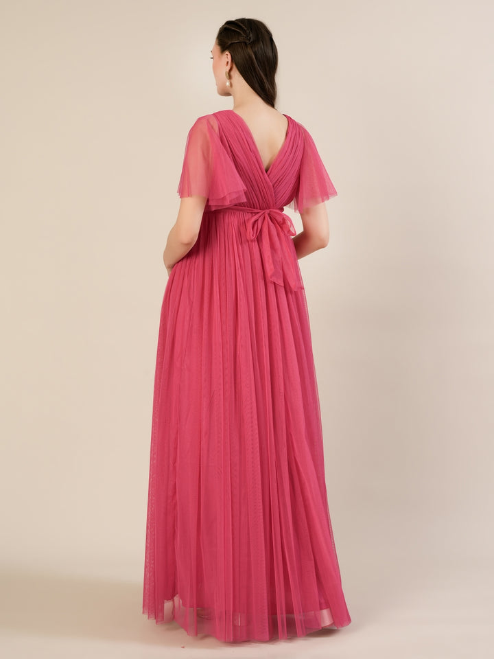 Pink Maternity Maxi Formal Gown with Detatchable Train