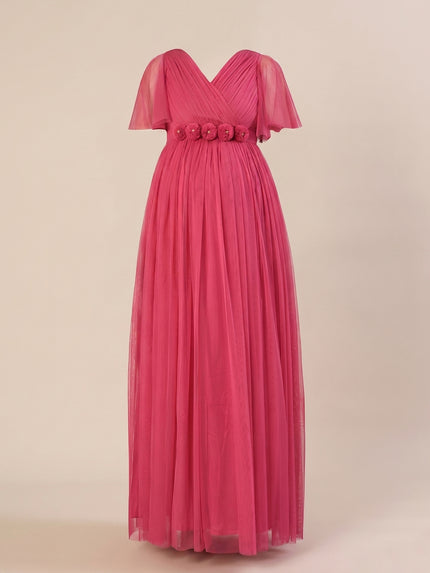 Pink Maternity Maxi Formal Gown with Detatchable Train