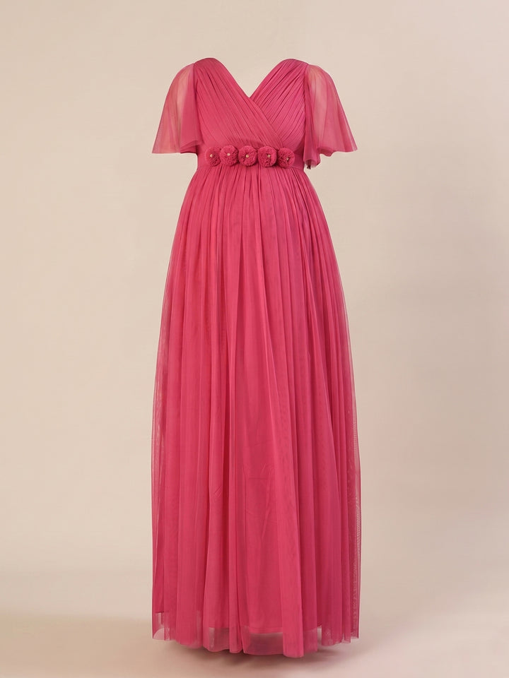 Pink Maternity Maxi Formal Gown with Detatchable Train