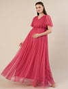 Pink Maternity Maxi Formal Gown with Detatchable Train