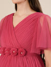 Pink Maternity Maxi Formal Gown with Detatchable Train