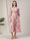 Maternity & Nursing Pink Floral Cotton Maxi Dress