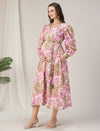 Maternity & Nursing Pink Floral Cotton Maxi Dress