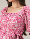 Maternity & Nursing Pink Floral Buttondown Maxi Dress