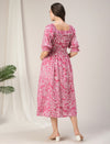 Maternity & Nursing Pink Floral Buttondown Maxi Dress