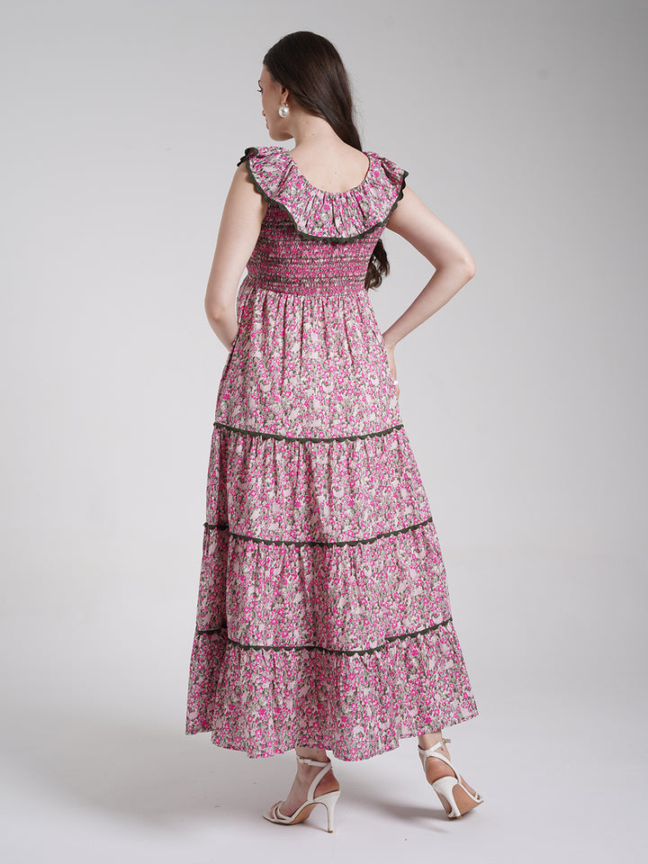 Pink Floral Maternity Maxi Dress