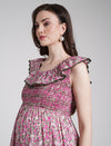 Pink Floral Maternity Maxi Dress