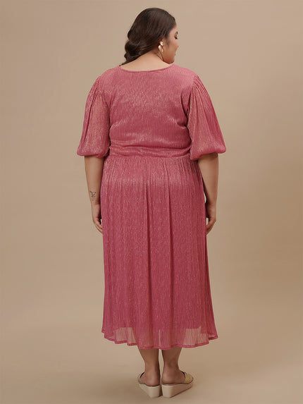 Pink Front Knot Plus Size Party Dress