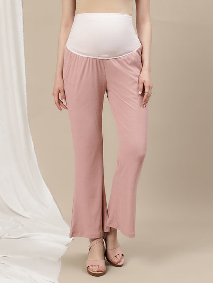 Maternity Ribbed Knit Co-ord Set- Pink