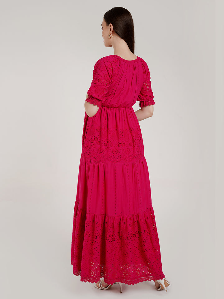 Pink Lace Maternity Dress