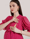 Pink Lace Maternity Long Dress
